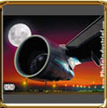 turbofan and moon. Tom Jobim International airport. Rio de Janeiro, Brazil.